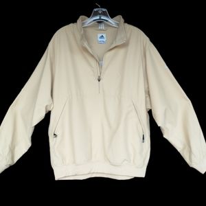 Men's Adidas Pullover 1/4 Zip Windbreaker Jacket Long Sleeve In Butter.